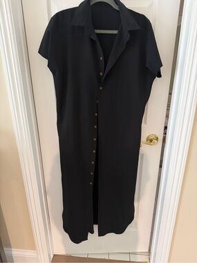 Black Button-Front Women's Shirt Dress